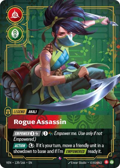 Riftbound card: Akali 139/166 from Vendetta (Rare), front of card