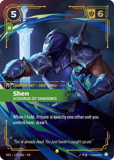 Riftbound card: Shen 170/166 from Vendetta (Showcase), front of card