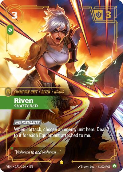 Riftbound card: Riven 171/166 from Vendetta (Showcase), front of card