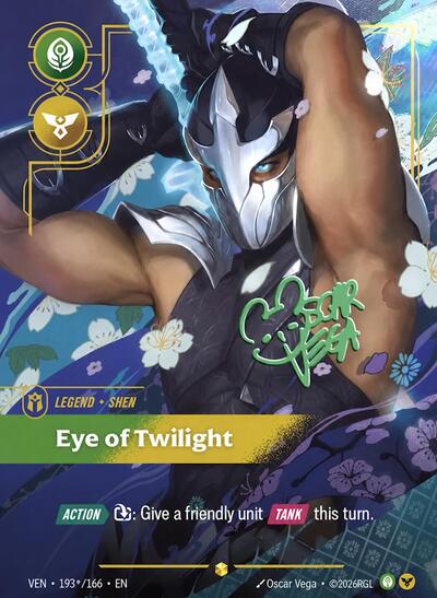 Riftbound card: 193*/166 Shen from Vendetta (Showcase), front of card