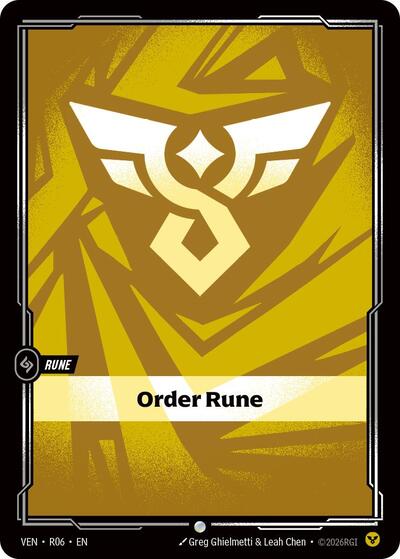 Riftbound card: R06 Order Rune, Common, Vendetta