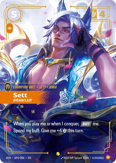 Riftbound card: Sett SP4/006 from Vendetta (Showcase), front of card