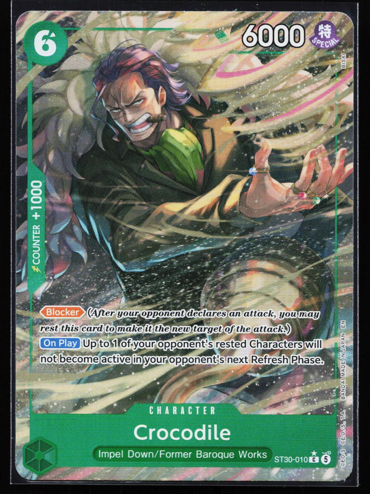 One Piece card: Starter Deck EX: Luffy & Ace ST30-010 Crocodile (Full Art) (Common), front of card