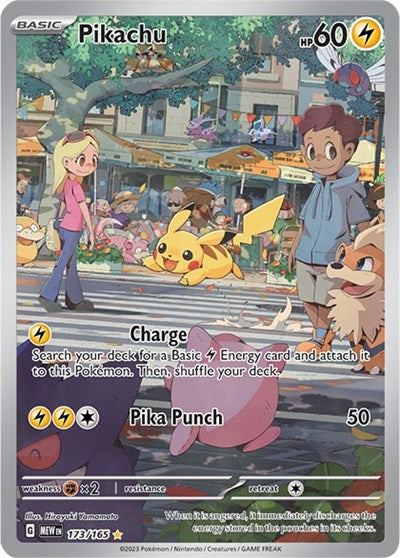 Pokémon card: Pikachu 173/165 from 151 (SV2a) (Illustration Rare), Lightning type, front of card