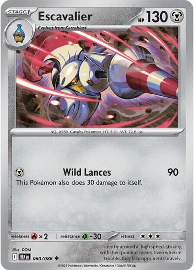 Pokémon card: Escavalier (Poke Ball Pattern) 060/086 from Black Bolt (Common), Metal type, front of card