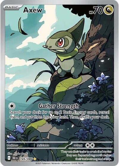 Pokémon card: Axew 145/086 from Black Bolt (Illustration Rare), Dragon type, front of card