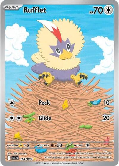 Pokémon card: Rufflet 154/086 from Black Bolt (Illustration Rare), Colorless type, front of card