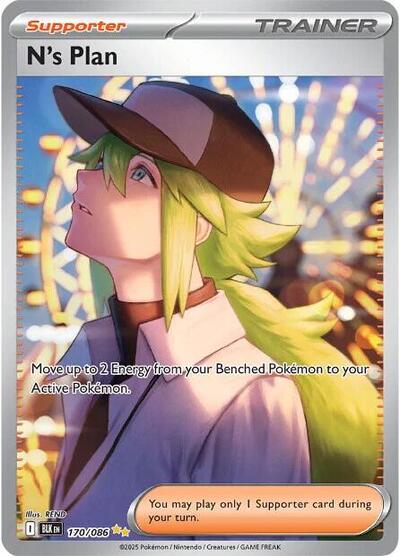 Pokémon card: N's Plan 170/086 from Black Bolt (Special Illustration Rare), front of card