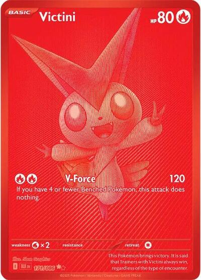 Pokémon card: Victini 171/086 from Black Bolt (Black White Rare), Fire type, front of card