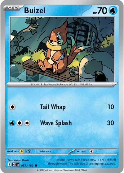 Pokémon card: Buizel 057/182 from Destined Rivals (Common), Water type, front of card