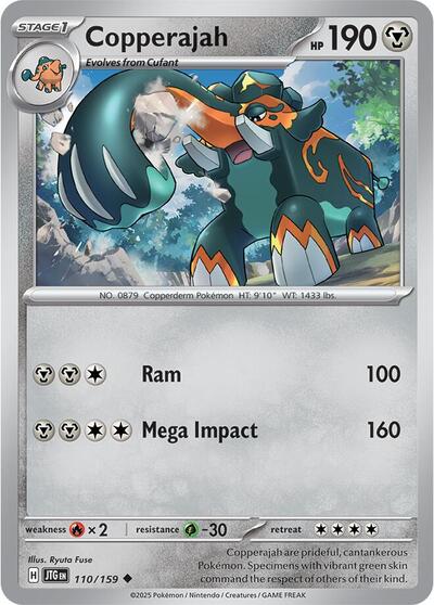 Pokémon card: Copperajah 110/159 from Journey Together (Uncommon), Metal type, front of card