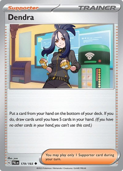 Pokémon card: Dendra 179/193 from Paldea Evolved (Uncommon), front of card