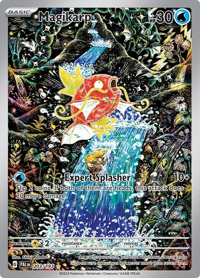 Pokémon card: Magikarp 203/193 from Paldea Evolved (Illustration Rare), Water type, front of card