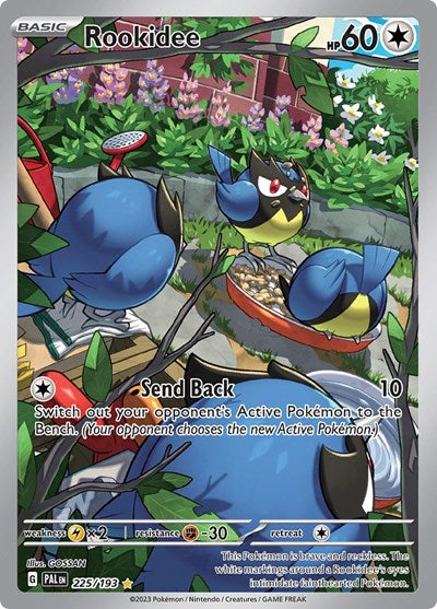 Pokémon card: Rookidee 225/193 from Paldea Evolved (Illustration Rare), Colorless type, front of card