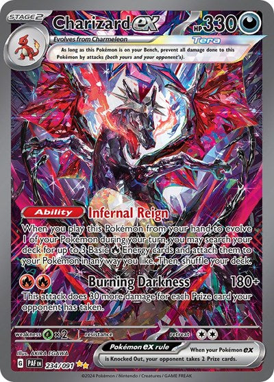 Pokémon card: Charizard ex 234/091 from Paldean Fates (Special Illustration Rare), Darkness type, front of card