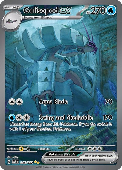 Pokémon card: Golisopod ex 246/182 from Paradox Rift (Special Illustration Rare), Water type, front of card