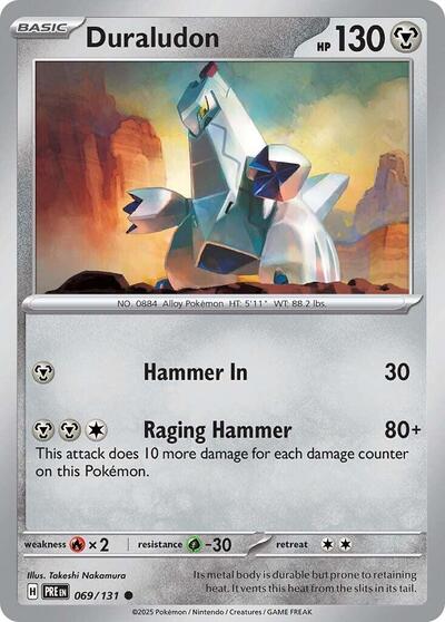 Pokémon card: Duraludon 069/131 from Prismatic Evolutions (Common), Metal type, front of card