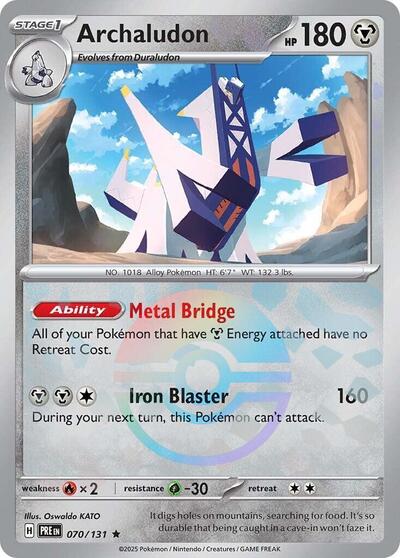 Pokémon card: Archaludon (Poke Ball Pattern) 070/131 from Prismatic Evolutions (Rare), Metal type, front of card