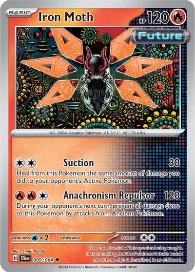 Pokémon card: Iron Moth 009/064 from Shrouded Fable (Uncommon), Fire type, front of card