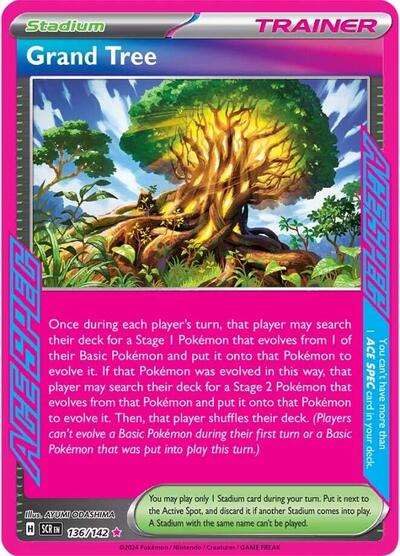 Pokémon card: Grand Tree 136/142 from Stellar Crown (ACE SPEC Rare), front of card