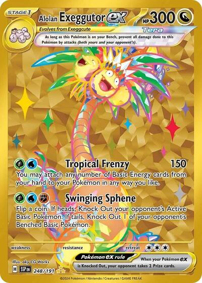 Pokémon card: Alolan Exeggutor ex 248/191 from Surging Sparks (Hyper Rare), Dragon type, front of card