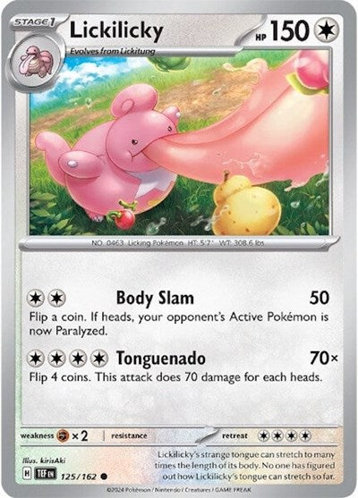 Pokémon card: Lickilicky 125/162 from Temporal Forces (Common), Colorless type, front of card