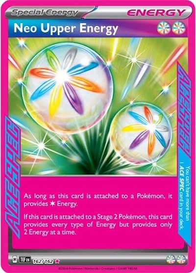 Pokémon card: Neo Upper Energy 162/162 from Temporal Forces (ACE SPEC Rare), front of card