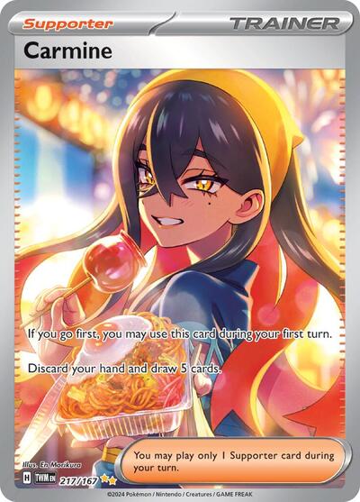 Pokémon card: Carmine 217/167 from Twilight Masquerade (Special Illustration Rare), front of card