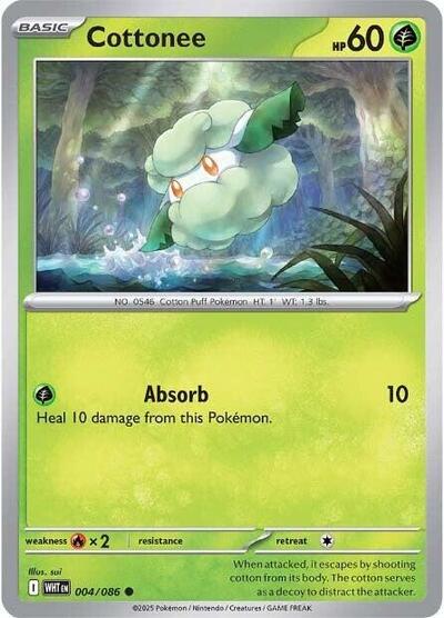 Pokémon card: Cottonee (Master Ball Pattern) 004/086 from White Flare (Common), Grass type, front of card