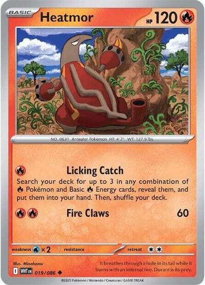 Pokémon card: Heatmor (Poke Ball Pattern) 019/086 from White Flare (Uncommon), Fire type, front of card