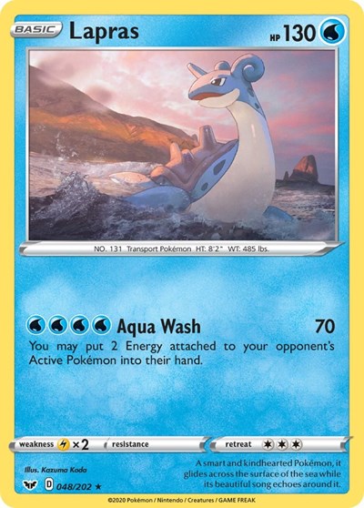 Pokémon card: Lapras 048/202, Rare, Sword & Shield base set