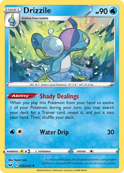 Pokémon card: Drizzile 056/202, Uncommon, Sword & Shield base set