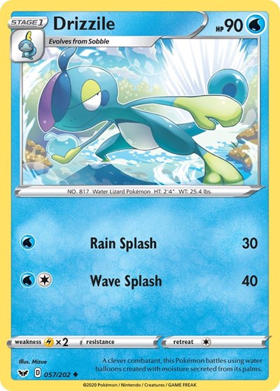 Pokémon card: Drizzile 057/202, Uncommon, Sword & Shield base set