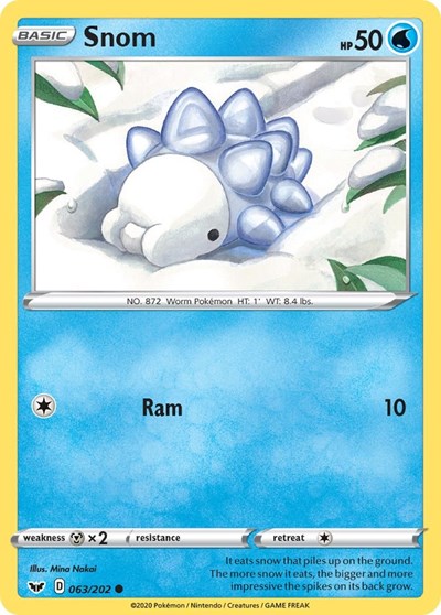 Pokémon card: Snom 063/202, Common, Sword & Shield base set