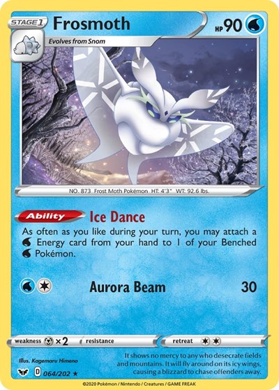 Pokémon card: Frosmoth 064/202, Holo Rare, Sword & Shield base set