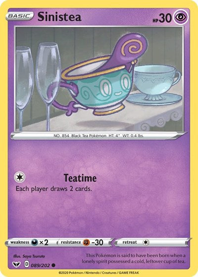 Pokémon card: Sinistea 089/202, Common, Sword & Shield base set