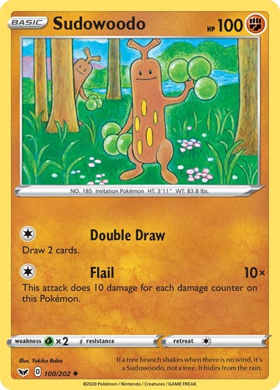 Pokémon card: Sudowoodo 100/202, Uncommon, Sword & Shield base set
