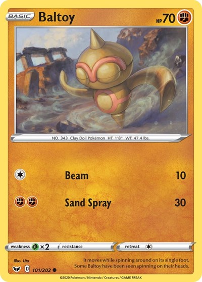 Pokémon card: Baltoy 101/202, Common, Sword & Shield base set