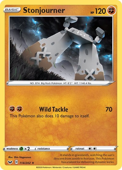 Pokémon card: Stonjourner 114/202, Rare, Sword & Shield base set
