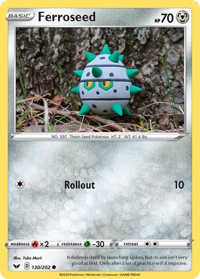 Pokémon card: Ferroseed 130/202, Common, Sword & Shield base set