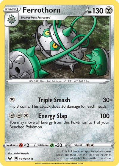 Pokémon card: Ferrothorn 131/202, Uncommon, Sword & Shield base set