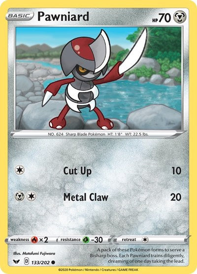 Pokémon card: Pawniard 133/202, Common, Sword & Shield base set