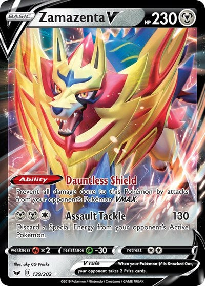 Pokémon card: Zamazenta V 139/202, Ultra Rare, Sword & Shield base set