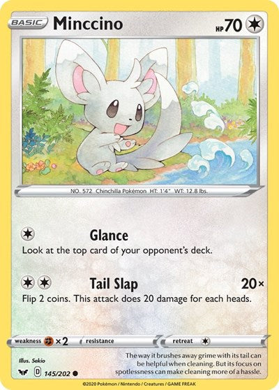 Pokémon card: Minccino 145/202, Common, Sword & Shield base set