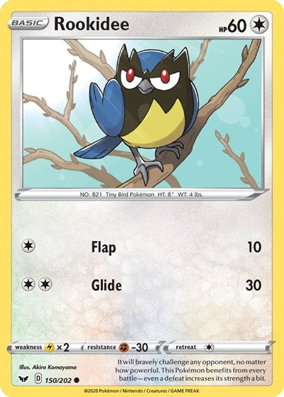 Pokémon card: Rookidee 150/202, Common, Sword & Shield base set