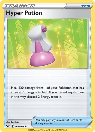 Pokémon card: Hyper Potion 166/202 from Sword & Shield base set (Uncommon), front of card