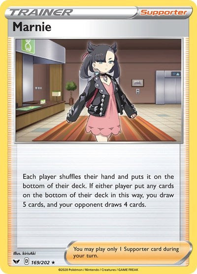 Pokémon card: Marnie 169/202, Holo Rare, Sword & Shield base set