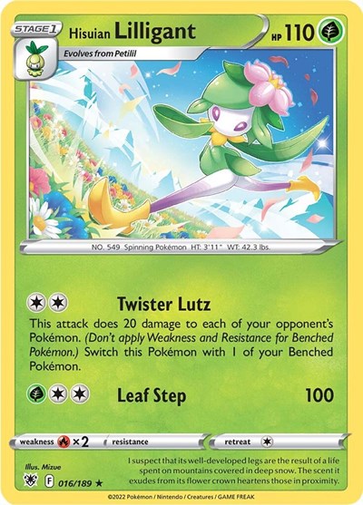 Pokémon card: Hisuian Lilligant 016/189, Holo Rare, Astral Radiance