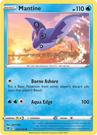Pokémon card: Mantine 034/189, Common, Astral Radiance
