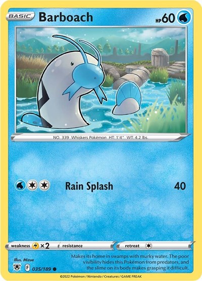 Pokémon card: Barboach 035/189, Common, Astral Radiance